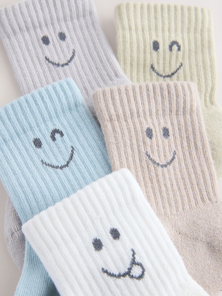 Neutral Faces Cushioned Footbed Cotton Rich Ribbed Socks 5 Pack - Image 3 of 3