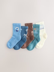 Mineral Palms Cushioned Footbed Cotton Rich Ribbed Tipped Socks 5 Pack - Image 1 of 3