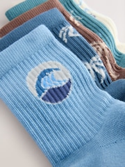 Mineral Palms Cushioned Footbed Cotton Rich Ribbed Tipped Socks 5 Pack - Image 2 of 3