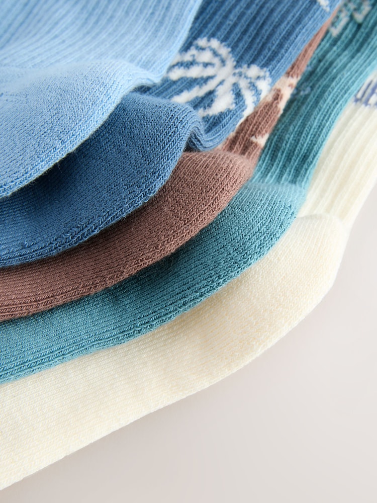 Mineral Palms Cushioned Footbed Cotton Rich Ribbed Tipped Socks 5 Pack - Image 3 of 3