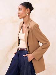 Lipsy Camel Petite Relaxed Blazer - Image 3 of 5