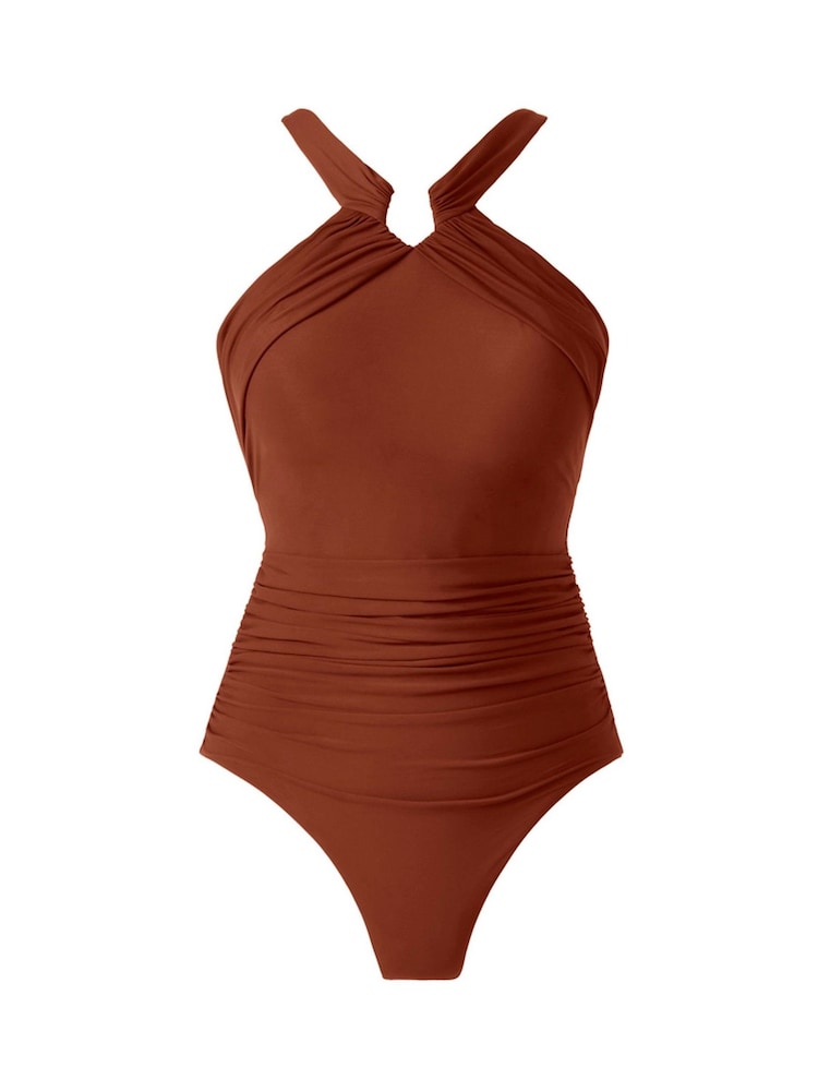Miraclesuit Rock Solid Aphrodite Halter Neck Soft Cup Tummy Control Brown Swimsuit - Slika 5 iz 5 Miraclesuit Rock Solid Aphrodite Halter Neck Soft Cup Tummy Control Brown Swimsuit - Slika 5 iz 5