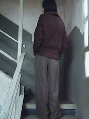 Mango Grey Pleated Wide Leg Trousers - Image 3 of 6