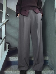 Mango Grey Pleated Wide Leg Trousers - Image 4 of 6