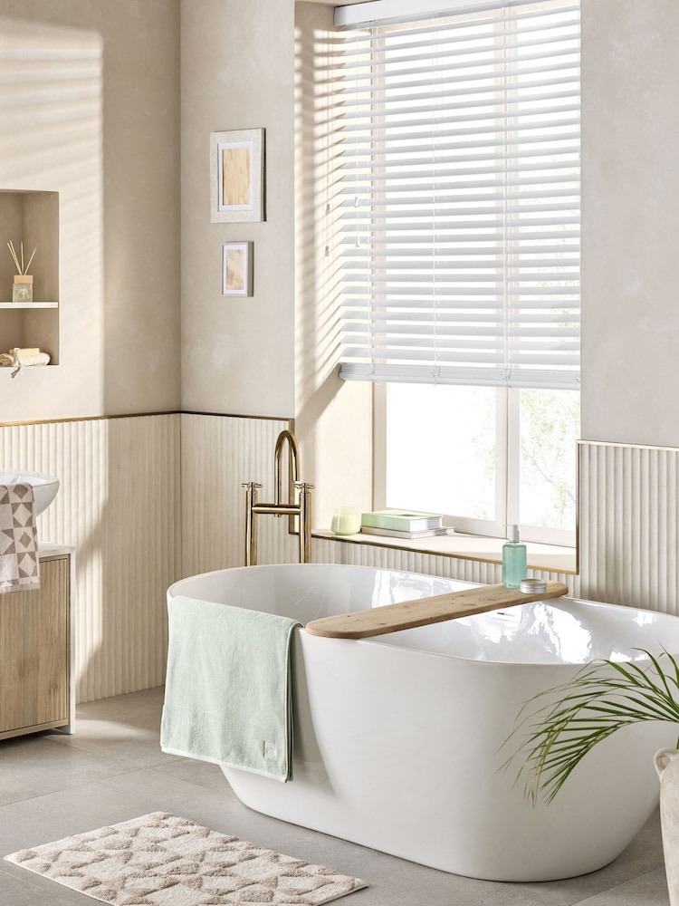 White Serene Made To Measure 50mm Sunwood Fauxwood Venetian Blinds - Image 5 of 5 White Serene Made To Measure 50mm Sunwood Fauxwood Venetian Blinds - Image 5 of 5