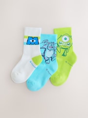 Monsters Inc License Cotton Rich Ribbed Sports Socks 3 Pack - Image 1 of 3