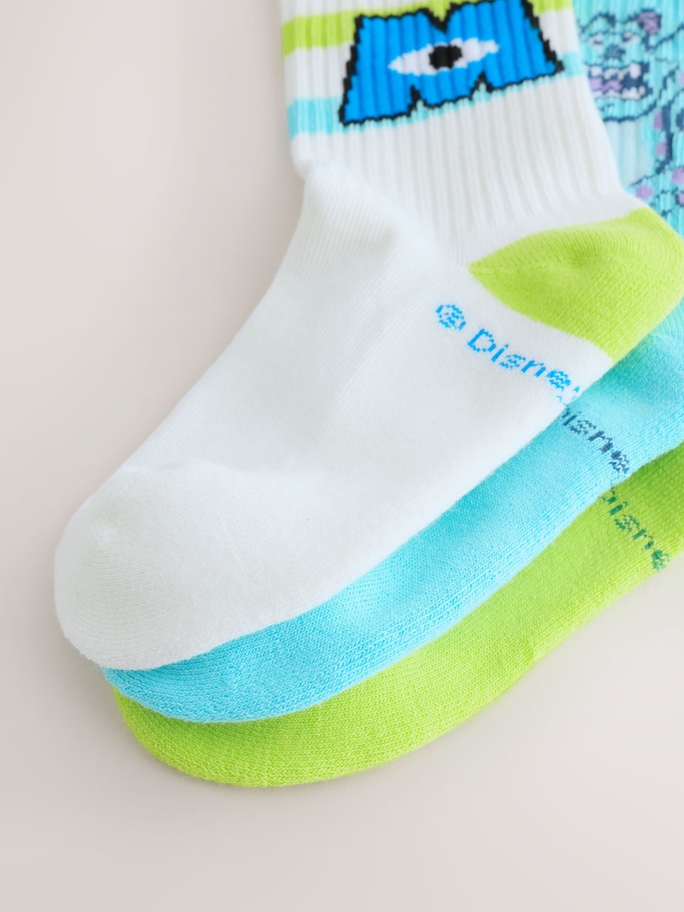 Monsters Inc License Cotton Rich Ribbed Sports Socks 3 Pack - Image 3 of 3