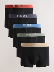 Black Red/Blue Pastel Waistband - Hipsteru bokseršortu 5 iepakojums - Attēls 1 no 9