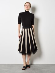 Apricot Black Colour Block Tulle Reversible Skirt - Image 1 of 6