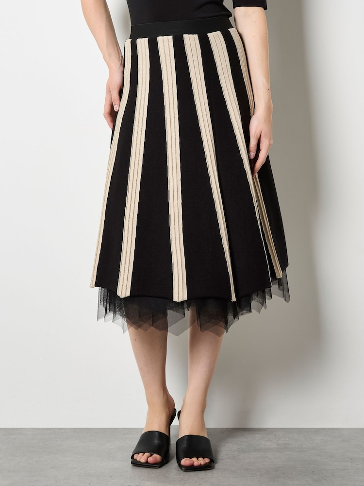 Apricot Black Colour Block Tulle Reversible Skirt - Image 2 of 6