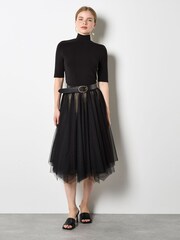 Apricot Black Colour Block Tulle Reversible Skirt - Image 4 of 6