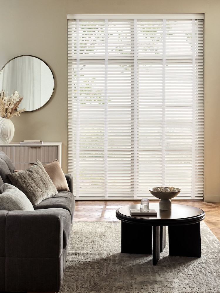 White Gloss Pure Made To Measure 50mm Sunwood 38mm Cotton Taped Venetian Blinds - Image 2 of 6 White Gloss Pure Made To Measure 50mm Sunwood 38mm Cotton Taped Venetian Blinds - Image 2 of 6