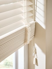 Cream Morena Made To Measure 50mm Sunwood 38mm Mist Taped Venetian Blinds - Image 4 of 6