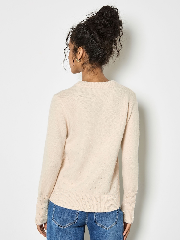 Apricot Natural Pearl Border & Cuff Jumper - Image 2 of 4