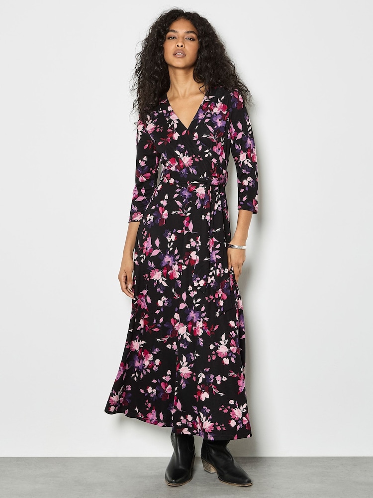 Apricot Black Ombre Flower Wrap Maxi Dress - Image 2 of 4