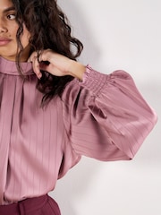 Apricot Purple Satin Self Stripe Tie Back Top - Image 4 of 4