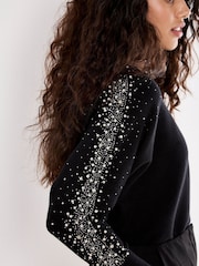 Apricot Black Pearls Stud Gems Batwing Jumper - Image 2 of 4