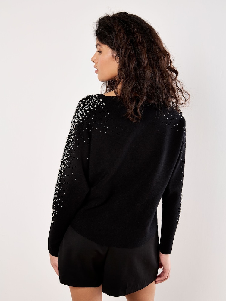 Apricot Black Pearls Stud Gems Batwing Jumper - Image 4 of 4 Apricot Black Pearls Stud Gems Batwing Jumper - Image 4 of 4