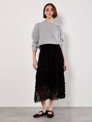 Apricot Grey Bow Back Fuzzy Jumper - Image 1 of 4