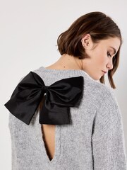Apricot Grey Bow Back Fuzzy Jumper - Image 4 of 4
