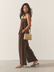 Natural Raffa Effect Shell Hardware Bag - Image 1 of 9