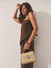 Natural Raffa Effect Shell Hardware Bag - Image 2 of 9