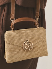 Natural Raffa Effect Shell Hardware Bag - Image 4 of 9