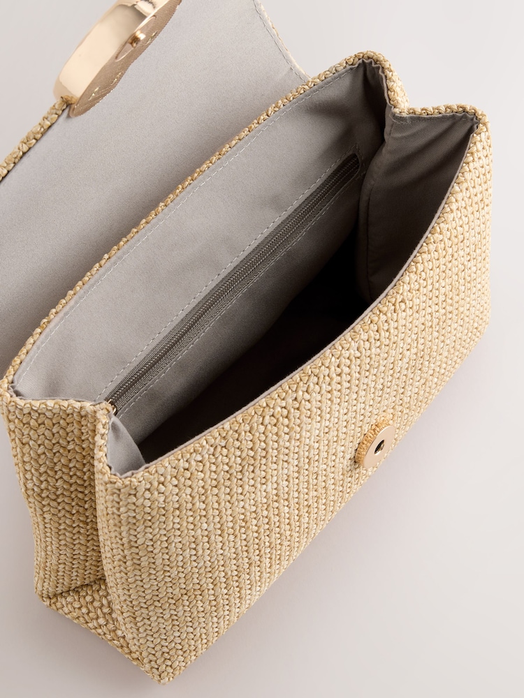 Natural Raffa Effect Shell Hardware Bag - Image 9 of 9