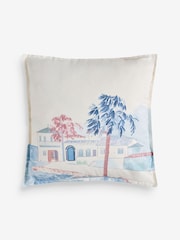 Blue 43 x 43cm Indoor Outdoor Printed Coastal Scene Cushion - Image 3 of 4