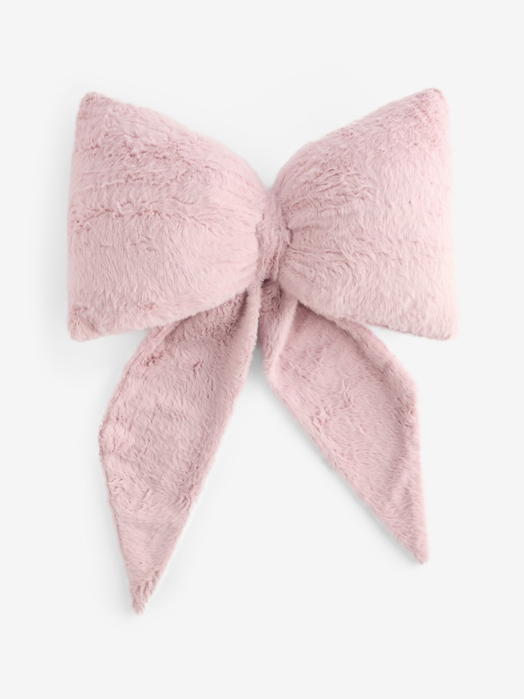 Just Pink 3D Faux Fur Bow Cushion - Image 4 of 4
