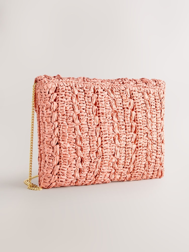 Orange Raffia Effect Clutch Bag - Image 2 of 5 Orange Raffia Effect Clutch Bag - Image 2 of 5