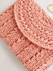 Orange Raffia Effect Clutch Bag - Image 3 of 5