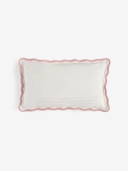 Pink 50 x 30cm How Lucky Are We Embroidered Slogan Cushion - Image 4 of 4