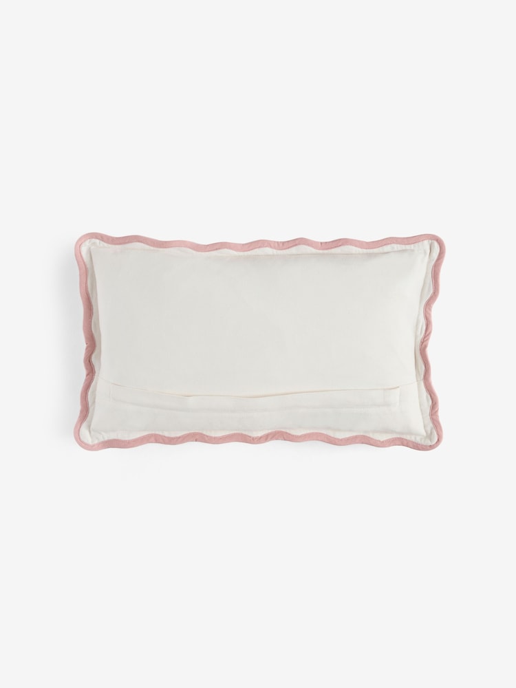 Pink 50 x 30cm How Lucky Are We Embroidered Slogan Cushion - Image 4 of 4