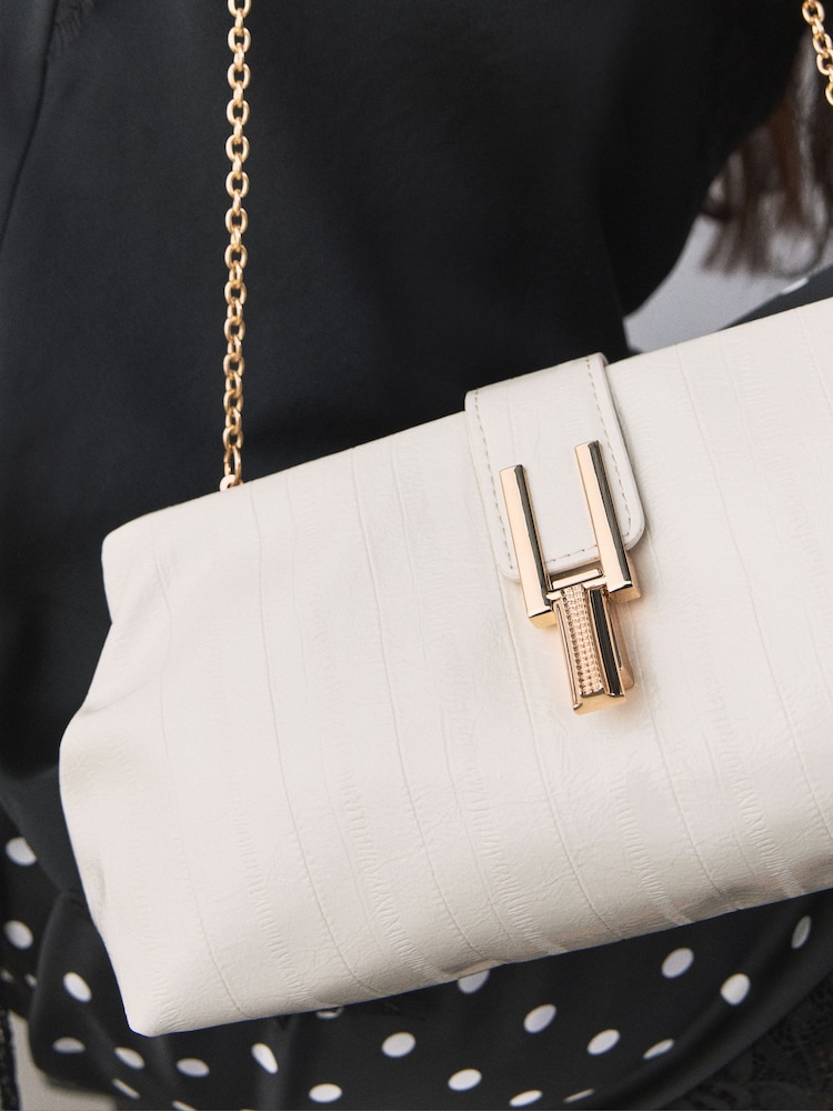 أبيض - حقيبة يد صغيرة بتصميم منفوخ - صورة 9 من 9