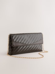 Chocolate Brown Weave Embossed Clutch Bag - Image 1 of 5