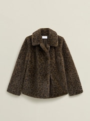 Hobbs Brown Multi Dania Leopeard Faux Fur Coat - Image 3 of 3