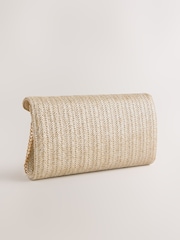 Gold Metallic Raffia Effect Clutch Bag - Image 2 of 5