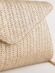 Gold Metallic Raffia Effect Clutch Bag - Image 4 of 5