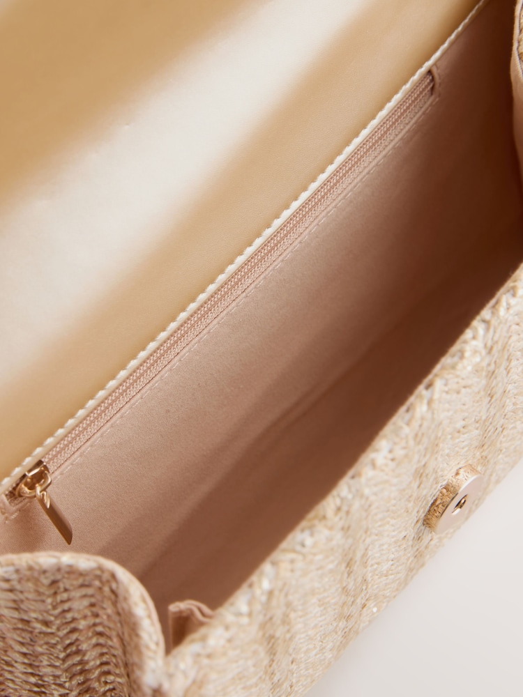 Gold Metallic Raffia Effect Clutch Bag - Image 5 of 5 Gold Metallic Raffia Effect Clutch Bag - Image 5 of 5