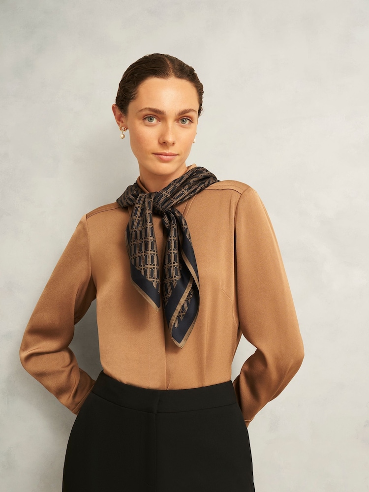 Hobbs Blue Bria Silk Scarf - Image 2 of 3