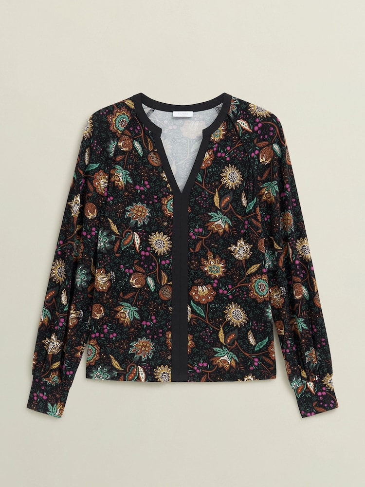 Hobbs Black Zelia Printed Top - Image 4 of 4