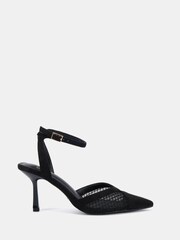 Novo Red Wide Fit Icy Mesh Ankle Strap Stiletto Courts - Image 2 of 6