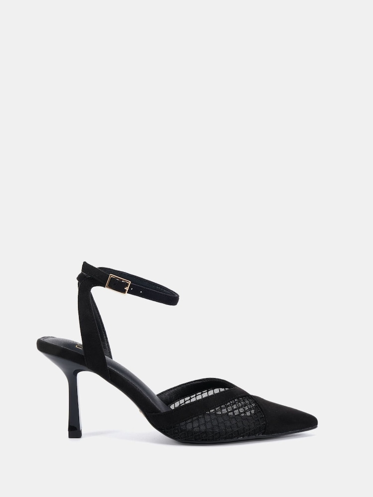 Novo Red Wide Fit Icy Mesh Ankle Strap Stiletto Courts - Image 2 of 6 Novo Red Wide Fit Icy Mesh Ankle Strap Stiletto Courts - Image 2 of 6