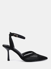 Novo Black Wide Fit Icy Mesh Ankle Strap Stiletto Courts - Image 2 of 6