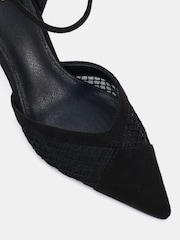 Novo Black Wide Fit Icy Mesh Ankle Strap Stiletto Courts - Image 6 of 6