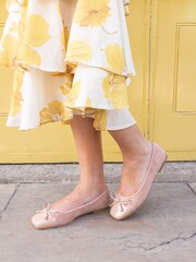 Novo Nude Wide Fit CAPRICORN Soft Sqaure Toe Cap Bow Ballerinas - Image 1 of 6