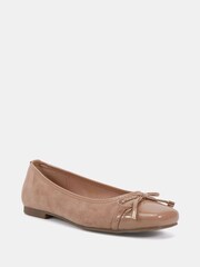 Novo Nude Wide Fit CAPRICORN Soft Sqaure Toe Cap Bow Ballerinas - Image 3 of 6
