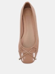 Novo Nude Wide Fit CAPRICORN Soft Sqaure Toe Cap Bow Ballerinas - Image 5 of 6