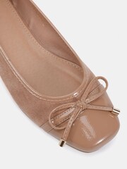 Novo Nude Wide Fit CAPRICORN Soft Sqaure Toe Cap Bow Ballerinas - Image 6 of 6